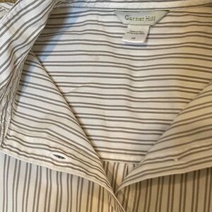 Garnet Hill Striped Button-Up Shirt in White & Tan